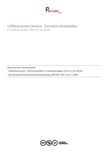 Mécanismes nerveux.  Fonctions sensorielles - compte-rendu ; n°1 ; vol.31, pg 403-425