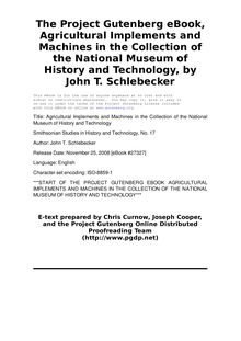 Agricultural Implements and Machines in the Collection of the National Museum of History and Technology - Smithsonian Studies in History and Technology, No. 17