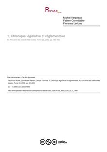 Chronique législative et réglementaire - article ; n°1 ; vol.22, pg 303-362