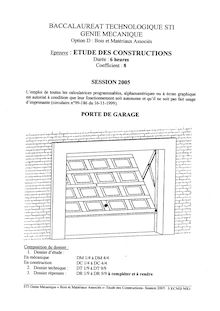 Etude des constructions options D 2005 S.T.I (Génie Mécanique) Baccalauréat technologique