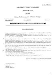 Allemand 2003 Brevet (filière technologique)