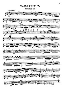 Partition violon 2, corde quatuor No.4 en C, C major, Dittersdorf, Carl Ditters von