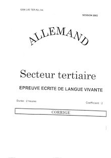 Corrige BAC PRO TER 2002 Allemand