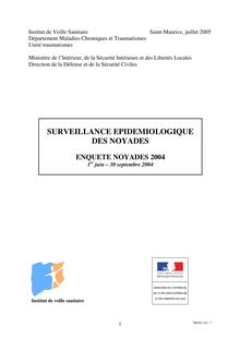 Surveillance épidémiologique des noyades : Enquête Noyades 2004 (1er juin - 30 septembre 2004)