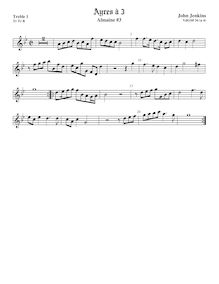 Partition Treble1 viole de gambe, Airs pour 3 violes de gambe (aigu, ténor, basse) par John Jenkins
