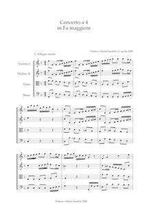 Partition complète, Concerto en Fa maggiore per archi e continuo