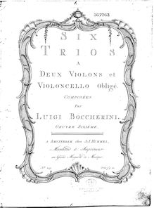 Partition violon 1, 6 corde Trios, G.83-88, Boccherini, Luigi