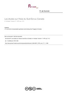 Les études sur l Asie du Sud-Est au Canada - article ; n°1 ; vol.17, pg 3-13