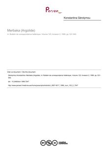 Merbaka (Argolide) - article ; n°2 ; vol.123, pg 531-540