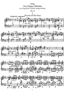 Partition complète, 2 Elegiac Melodies Op.34, Grieg, Edvard par Edvard Grieg