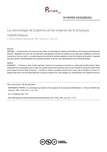 La cosmologie de Copernic et les origines de la physique mathématique. - article ; n°1 ; vol.34, pg 3-23