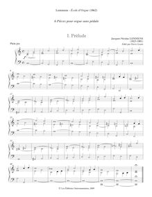 Partition 6 Pièces pour orgue sans pédale, Prélude; 2 Prélude; , Offertoire; , Prélude; , Élévation; , Élévation, Ecole d Orgue
