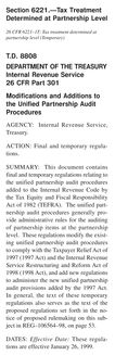 Treasury Decision 8808 - Modifications and Additions to the Unified Partnership Audit Procedures