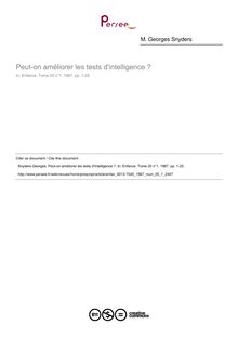 Peut-on améliorer les tests d intelligence ? - article ; n°1 ; vol.20, pg 1-25