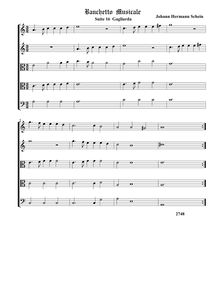 Partition  16,  Gagliarda - partition complète (Tr Tr A T B), Banchetto Musicale