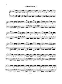 Partition Prelude et Fugue No.2 en C minor, BWV 847, Das wohltemperierte Klavier I par Johann Sebastian Bach