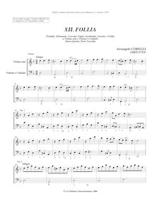 Partition complète (unrealized continuo), 12 violon sonates, Op.5