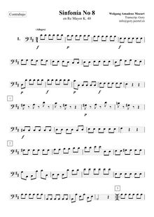 Partition violoncelles / Basses, Symphony No.8, D major, Mozart, Wolfgang Amadeus