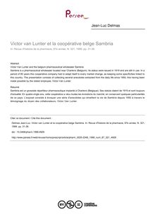 Victor van Lunter et la coopérative belge Sambria - article ; n°321 ; vol.87, pg 31-36