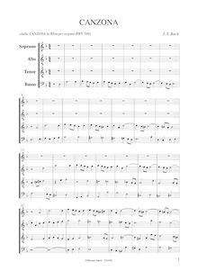Partition complète, Canzona en D minor, D minor, Bach, Johann Sebastian par Johann Sebastian Bach