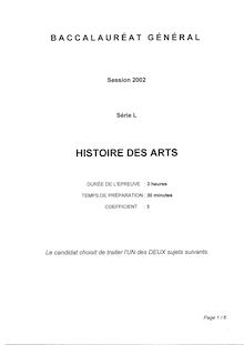 Histoire des arts 2002 Littéraire Baccalauréat général