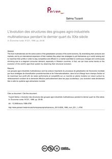 L évolution des structures des groupes agro-industriels multinationaux pendant le dernier quart du XXe siècle - article ; n°1 ; vol.231, pg 29-38