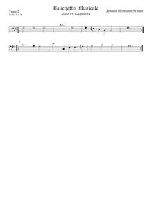 Partition ténor viole de gambe 2, basse clef, Banchetto Musicale par Johann Hermann Schein