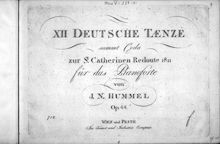 Partition complète, 12 Deutsche Tänze, Hummel, Johann Nepomuk