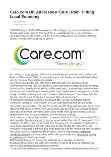 Care.com UK Addresses  Care Drain  Hitting Local Economy