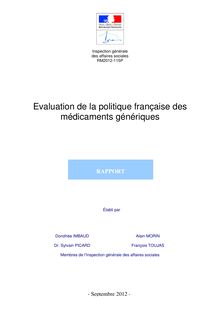 Evaluation de la politique française des médicaments génériques