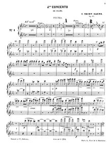 Partition flûte 1/2, Piano Concerto No.4, Quatrième Concerto pour Piano et Orchestre