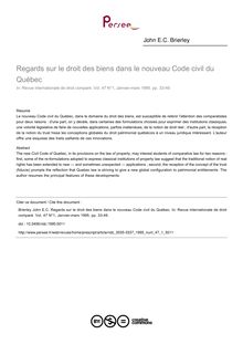 Regards sur le droit des biens dans le nouveau Code civil du Québec - article ; n°1 ; vol.47, pg 33-49