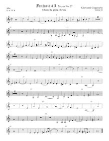 Partition ténor viole de gambe 1, aigu clef, Fantasia pour 5 violes de gambe, RC 58
