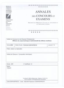 Composition Techniques 2006 Interne Officier de Corps Technique et Administratif des Affaires Maritimes