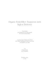 Organic field-effect transistors with high-_k63 [high-kappa] dielectric [Elektronische Ressource] / von Florian Roth