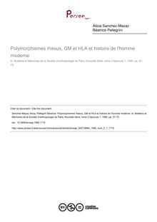 Polymorphismes rhésus, GM et HLA et histoire de l homme moderne - article ; n°1 ; vol.2, pg 57-75