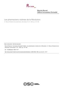 Les pharmaciens victimes de la Révolution - article ; n°91 ; vol.23, pg 121-138