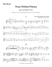 Partition hautbois , partie, Drei kleine Vortragsstücke, Trois petites pièces pour piano à 4 mains