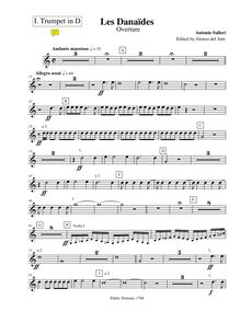 Partition trompette 1 (D), Les Danaïdes, Salieri, Antonio