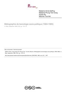 Bibliographie de lexicologie socio-politique (1984-1989)  ; n°1 ; vol.20, pg 118-119
