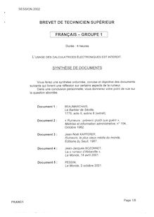 Français 2002 BTS Géologie appliquée