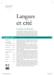 Langues et cité n° 15 - L arabe en France