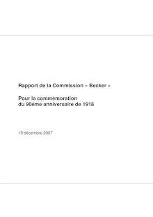 Rapport de la Commission « Becker » pour la commémoration du 90ème anniversaire de 1918