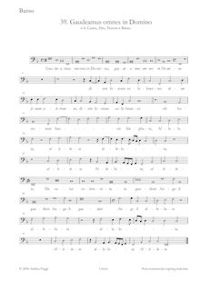 Partition basse, Gaudeamus omnes en Domino à , Canto, Alto, ténor e Basso