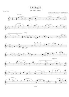 Partition flûte, Paisaje, D minor, Valencia, Carlos