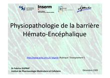 Physiopathologie de la barrière Hémato‐Encéphalique