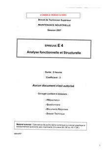 Corrige BTS MI Analyse fonctionnelle et structurelle 2007