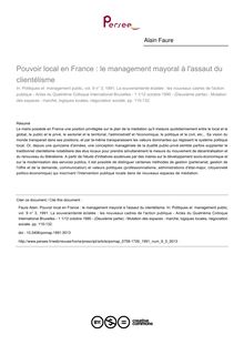 Pouvoir local en France : le management mayoral à l assaut du clientélisme - article ; n°3 ; vol.9, pg 115-132