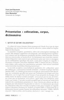 Présentation : collocations, corpus, dictionnaires - article ; n°2 ; vol.150, pg 3-13