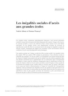 Les inégalités sociales d accès aux grandes écoles suivi d un commentaire de Louis-André Vallet - article ; n°1 ; vol.361, pg 27-52